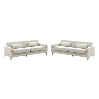 2 Pieces Sofa Sofa Set With Removable Cushions For Home Apartment