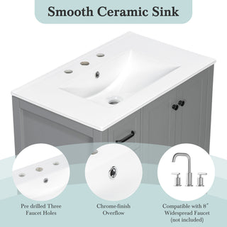 Bathroom Vanity With Sink Top, Bathroom Vanity Cabinet With 2 Doors And 2 Drawers, Open Shelf
