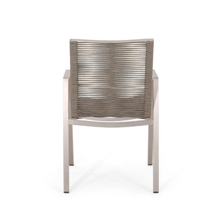 Outdoor Modern Aluminum Dining Chair Set With Rope Sea (Set of 2)