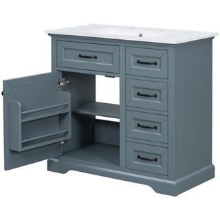36" Bathroom Vanity With Sink, 2 Tip-Out Drawers, Soft Close Hinges