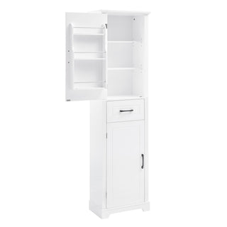 Tall Freestanding Bathroom Storage Cabinet With 2 Doors And Adjustable Shelves