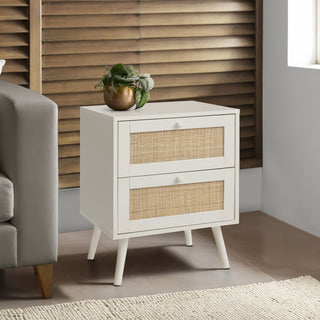 Accent Table & Storage Drawers - White