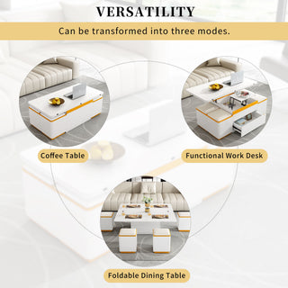 Lift Top Coffee Table With 4 Storage Stools