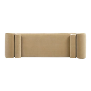Mason - Arched Arm Bench With Bolster Pillows - Camel Brown Beige