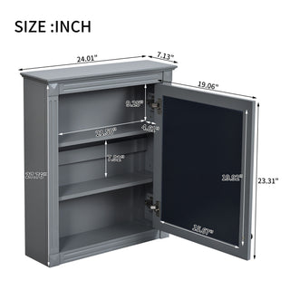 Wall Mounted Bathroom Storage Cabinet With Mirror, Medicine Cabinet With Height Adjustable Shelf
