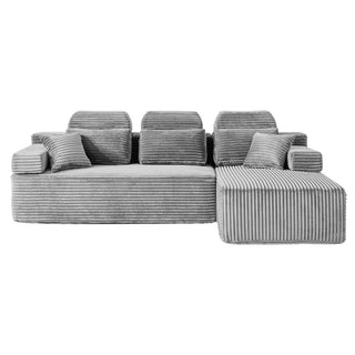 Sectional Sleeper Sofa & Storage Pockets, Modular Couch With Throw Pillows For Living Room
