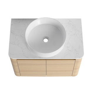 Mounted Bathroom Vanity With Art Sink & 2 Soft Close Doors