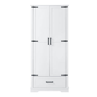 Tall Bathroom Storage Cabinet With 2 Doors And 2 Drawer, Adjustable Shelf - White