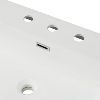 Vanity Top With 3 Faucet Holes, Rectangular Basin For Bathroom - White