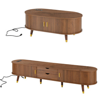 TV Stand & Coffee Table Set With Charging Station
