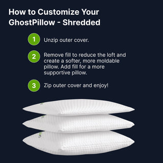 Ghostpillow Shredded - Customizable Soft Fluffy Gel Memory Foam & Siliconized Pillow