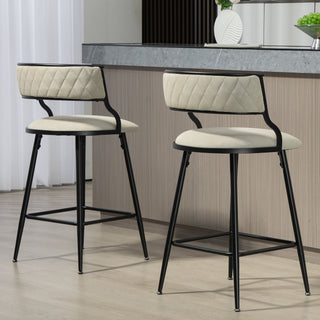 Counter Height Bar Stools With Powder Coating Base And Footrest (Set of 2) -