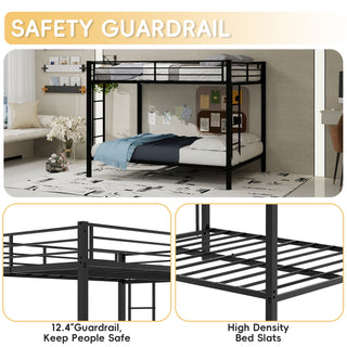 Bunk Bed For Kids, Convertible Frame With Ladders & Guardrail