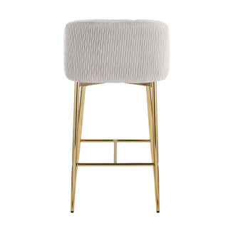 Fran - Pleated Waves Contemporary / Glam Fixed Height Counter Stool (Set of 2)