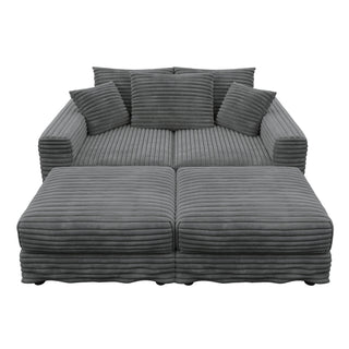 Deep Seat Convertible Sofa With Soft Pillows And Ottomans
