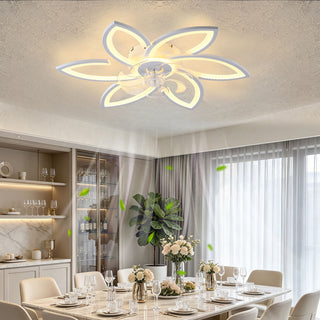 30" Flower 6 Speed Ceiling Fan With Remote Controlled LED Lights, Low Profile Flush Mount Fan
