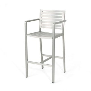 Outdoor Aluminum Rust Proof Barstools (Set of 2) - Silver