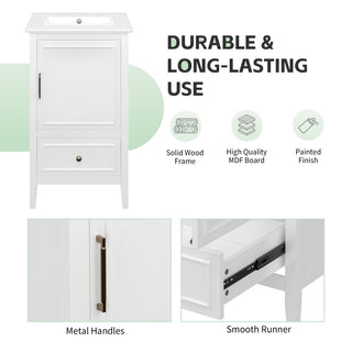 Modern Bathroom Vanity With Sink, Cabinet Storage, Drawer & Adjustable Feet