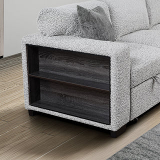 Buzz - Reversible Sleeper Sectional Sofa With Storage Chaise, Console Arm, USB Charging & Cup Holders - Gray