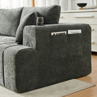 L - Shaped Sectional Sofa With Cup Holders & Side Pockets