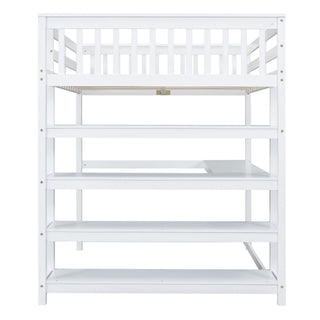 Loft Bed With Storage Shelves And Under Bed Desk