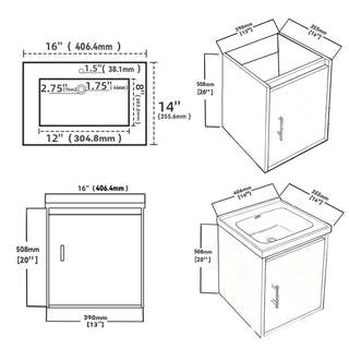 16" Floating Bathroom Vanity Combo, Wall Mounted Cabinet With Sink & Soft Close Doors For Small Bathrooms - Khaki