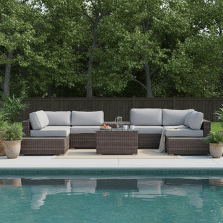 Wicker Sectional Seating Group With Cushions