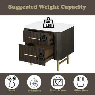 Clayten - Nightstand - Espresso / White Marble