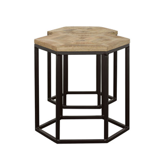 2 Piece Nesting Table With Hexagon Base - Brown