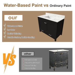 Bathroom Vanity Set, Sink And Faucet Holes Included - Black