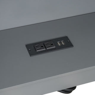 Upholstered Headboard Platform Bed With Storage Shelves, Drawers, Charging Station