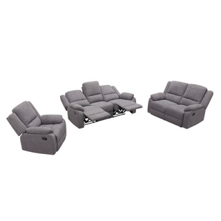 3 Piece Reclining Sofa Set With 150° Deep Recline, 3 Seat Couch, Loveseat & Single Recliner - Gray