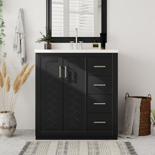 Retro Style Bathroom Vanity With 3 Drawers & Soft-Closing Doors