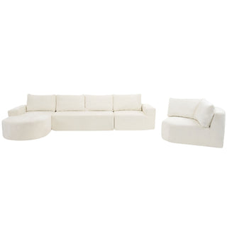 Modular Cloud Sectional Sofa Set, U-Shaped Upholstered Couch With Deep Seat