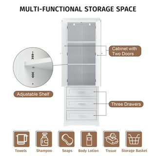 Storage Cabinet With 3 Drawers For Bathroom