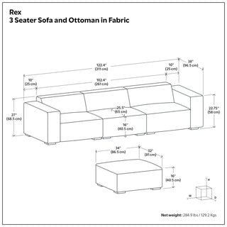 Rex - Handcrafted Sectional Sofa And Ottoman