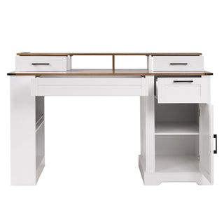 Office Desk With Storage Cabinet, Charging Station, Monitor Stand & Pegboard