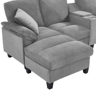 Modern U - Shaped Sectional Sofa With Storage Ottomans, USB Ports, And Cup Holders