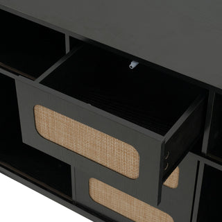Fluted Sideboard Buffet Cabinet With Sliding Doors And Adjustable Shelves