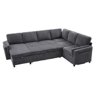 Convertible U-Shaped Sectional Sofa Bed With USB Ports And Storage