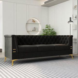 Luxurious Sofa With Legs, Modern Chesterfield Design, Tufted Upholstery, 3 Seat Couch For Living Room And Office