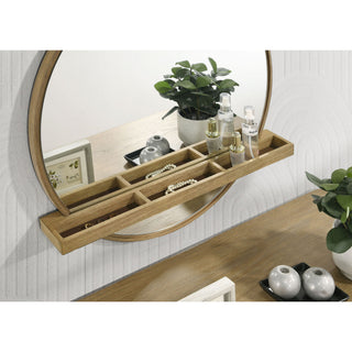 Benson - Round Vanity Wall Mirror With Shelf - Sand