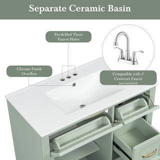 Modern Bathroom Vanity With Sink, 4 Drawers, Soft-Close Door, Adjustable Shelf