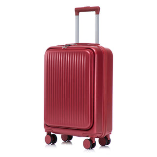 Luggage Set With Cosmetic Case, Combination Lock, Front Opening Design