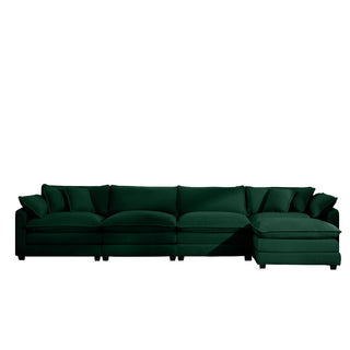 Modern Modular Cushion Sofa With Ottoman, Low Back, Deep Seating Sofa Set