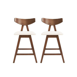 Mid Century Modern Counter Stool With V Shape Frame And Upholstered Seating