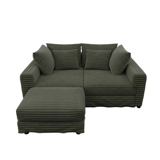 Convertible Deep Seat Sofa With Soft Pillows And Ottomans