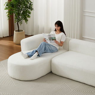 L - Shape Boneless Cloud Couch With 2 Throw Pillows For Living Room