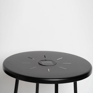 Solar Powered Side Table With LED Light, Outdoor / Indoor - Black