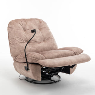 Modern Swivel Gliding Recliner Chair With Rocking Function And Phone Holder, Large Comfortable